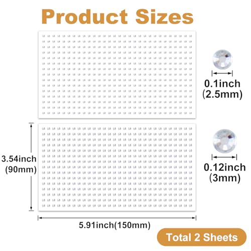 Face Gems Stickers 900pcs Self-Adhesive Silver Rhinestones
