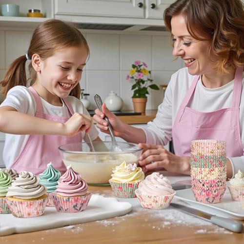 SKIDEC Floral Cupcake Liners, Standard Size Paper Baking Cups - 400 Count