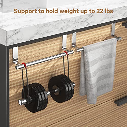 Over Cabinet Towel Bar - Silver Stainless Steel Holder, 2 Pack