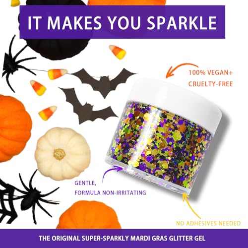 CiikDux Halloween Glitter Gel for Face, Body, Hair and Lips - Vegan Holographic Body Glitter
