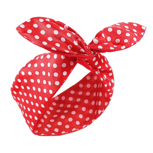 Vintage Red Polka Dot Headband with Adjustable Bow Retro Hair Band