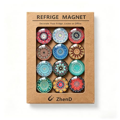 Cute Mandala Refrigerator Magnets - 12 Pack Decorative Fridge Magnets
