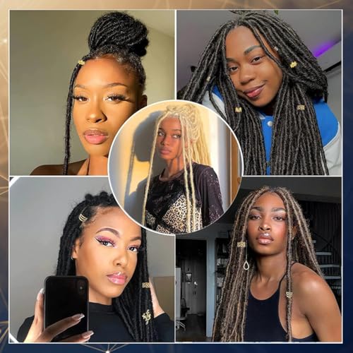 60 PCS Gold Hair Jewelry for Braids and Dreadlocks Cuffs