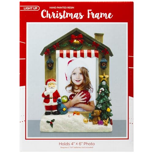 Light Up Santa Claus Christmas Resin Picture Frame - 4x6 Inches