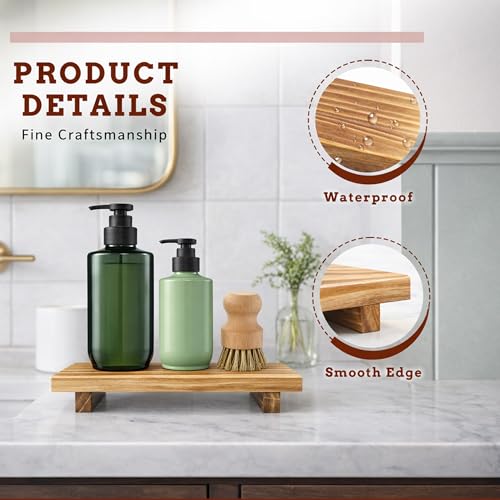 ORNAROVI Brown Wooden Bathroom Pedestal Stand - Small Farmhouse Soap Tray