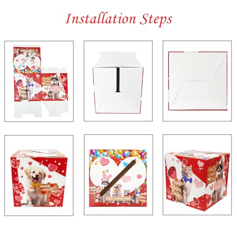SietDESEO Pet Valentines Cards Box for Kids Classroom Exchange with 40 Cards