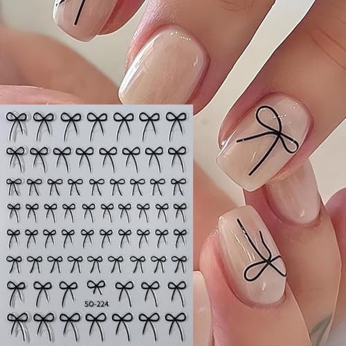 3D Bow Nail Stickers 8 Colors Self-Adhesive Cute Bowknot Decals