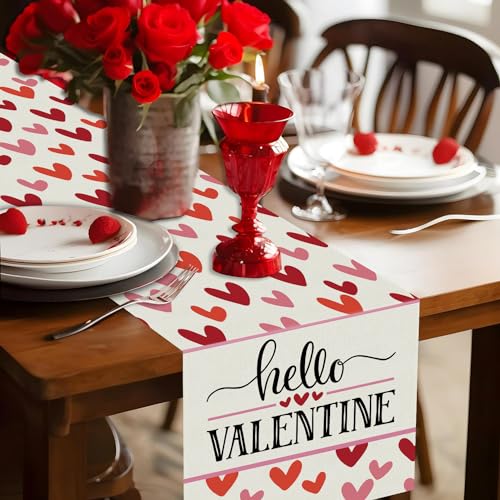 Valentines Day Table Runner - Heart Design, 13 x 72 Inch