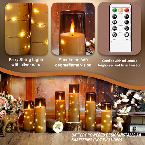 Grey Flameless LED Candles with Timer 24 Pack Flickering Home Decor