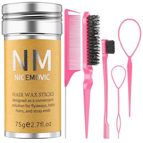 NICEMOVIC Hair Wax Stick and Styling Tool Set 6-Piece