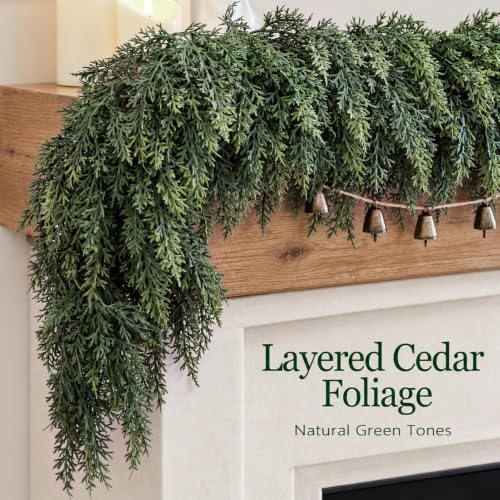 9Ft Real Touch Cedar Garland - Lush Artificial Christmas Greenery for Mantel & Railing