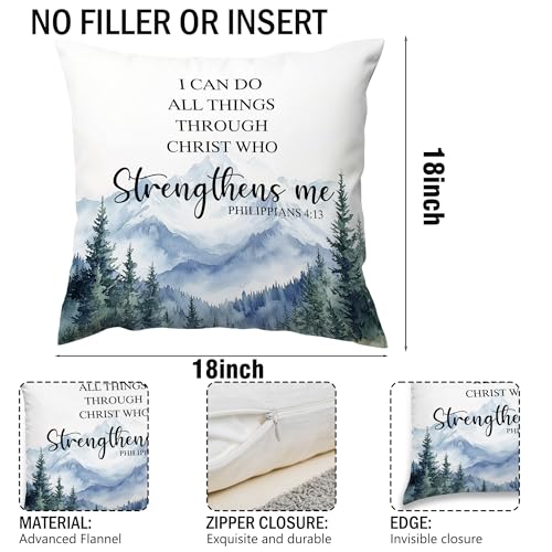 18x18 Christian Quote Decorative Throw Pillow Cover - I Can Do All Things