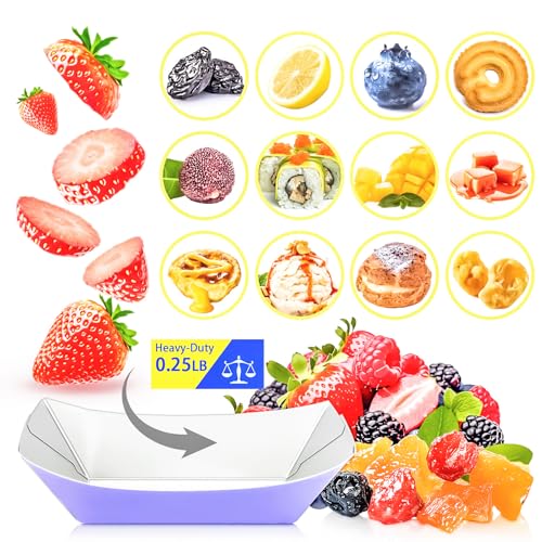 MotBach 1/4Lb Disposable Paper Food Boats - 100 Pack Colorful Snack Trays