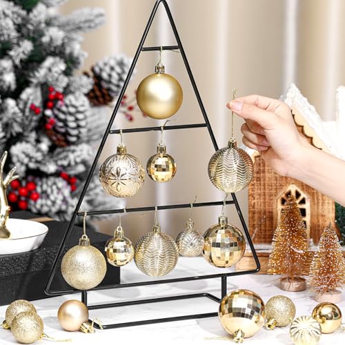 Metal Christmas Ornament Stand Tree Shaped Holder 16 Inch Black