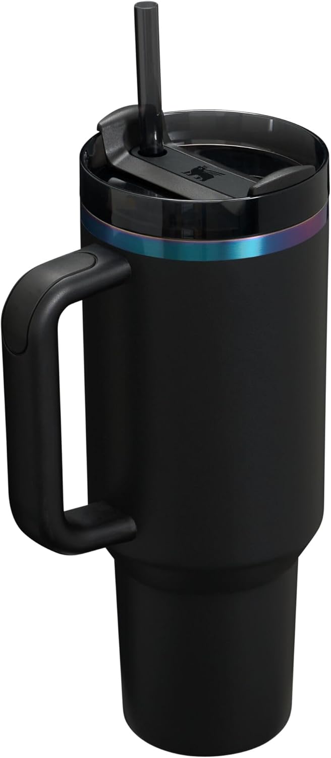 Stanley Quencher H2.0 Tumbler - 40 Oz Insulated Stainless Steel Cup with Handle & Straw | BPA-Free Black Chroma