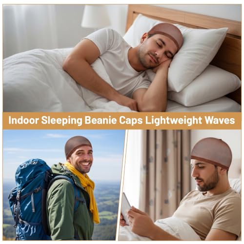 Thrymme 10-Pack Stretchy Polyester Wave Caps for Men in Coffee