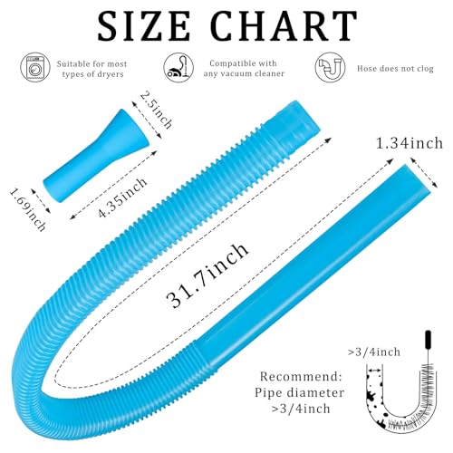 Universal Dryer Vent Vacuum Hose Attachment - Flexible Lint Cleaner