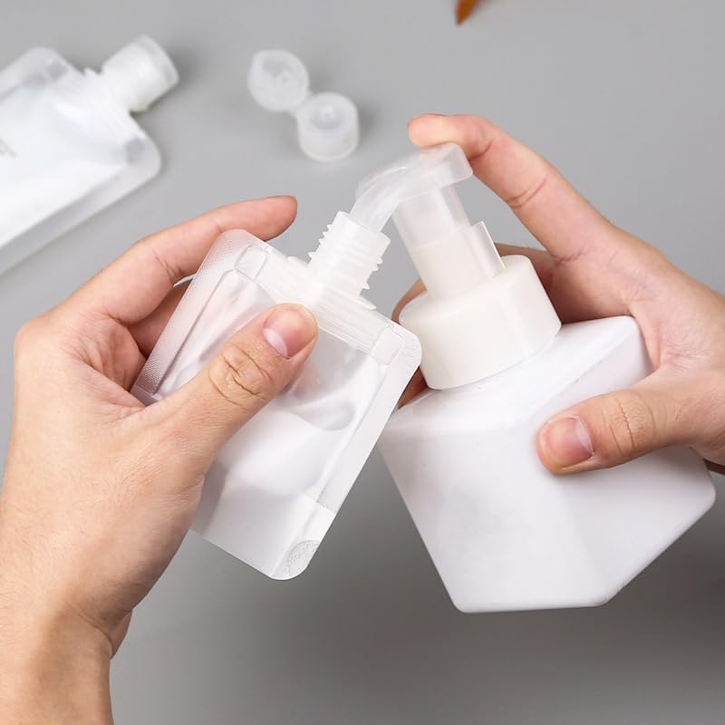 Clear Travel Toiletry Pouches - 30ml Refillable Squeeze Bags (10 Pack)