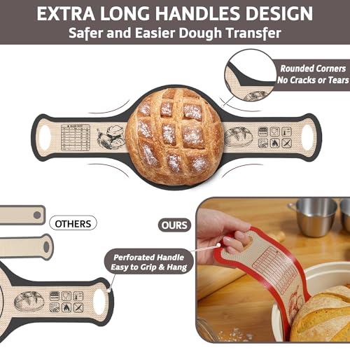 Silicone Bread Sling for Dutch Oven - 2-Pack Red Oval & Gray Round Mats