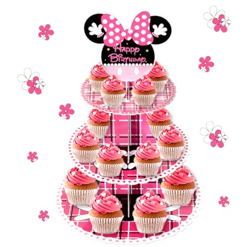 Pink Mouse 3-Tier Cupcake Stand | Dessert Tower for Parties