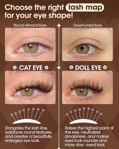 Brown Lash Clusters Manga Wispy Individual Eyelash Extensions 10-16MM