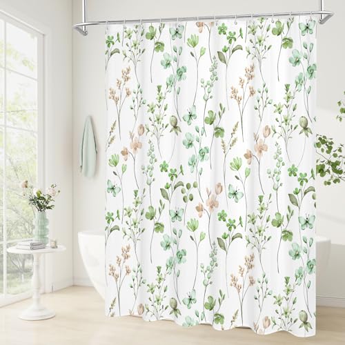 Litabel 36 x 72 Small Shower Curtain, Waterproof Watercolor Floral Fabric
