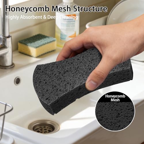 Black Heavy Duty Non-Scratch Cellulose Scrub Sponges - 6 Pack