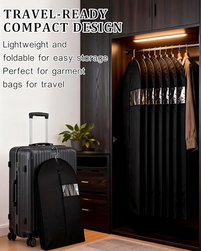 Black 65-Inch Garment Bag for Hanging Clothes Travel & Closet Storage