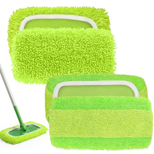 Snuvid 2-in-1 Microfiber Mop Pads for Swiffer Sweeper - 4-Pack