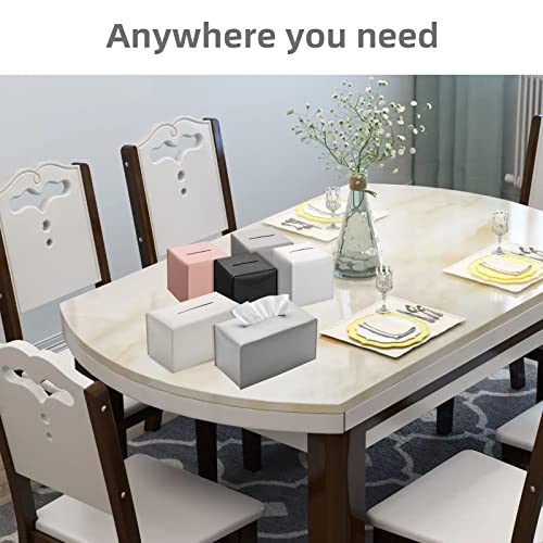 REGELETO Premium PU Leather Tissue Box Cover - Modern Grey Organizer for Home & Office