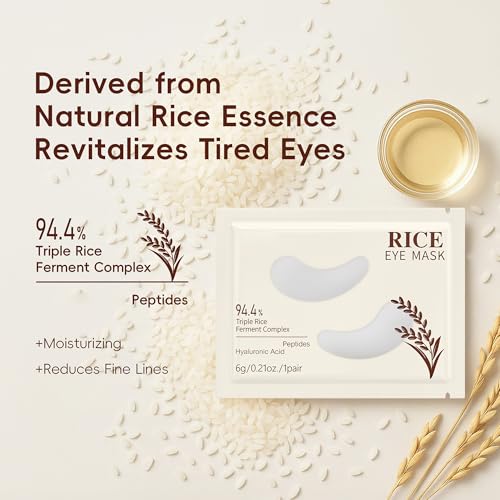 Rice Collagen Under Eye Patches for Dark Circles & Puffy Eyes (5 Pairs)
