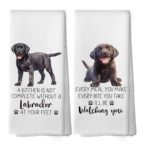 Labrador Kitchen Towels Set of 2 - Decorative Dish Towels 16x24