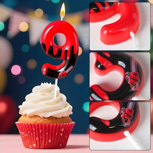 Horror Dripping Blood Number Cake Candle - 9th Birthday Decoration