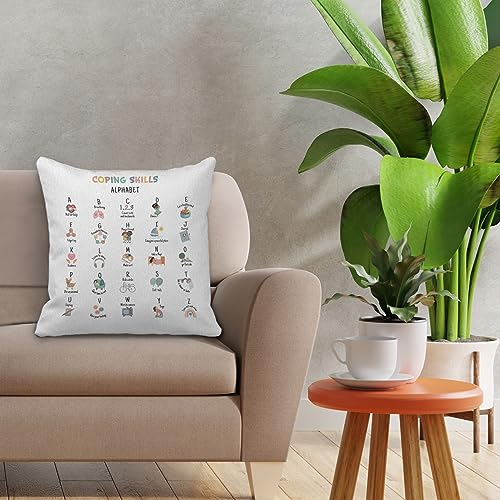 Mental Health Coping Skills Throw Pillow Cover - 18"x18"