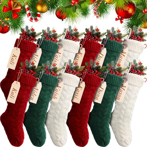 Christmas Stocking Bulk Set 18 Inch with Variations Burgundy Green Ivory