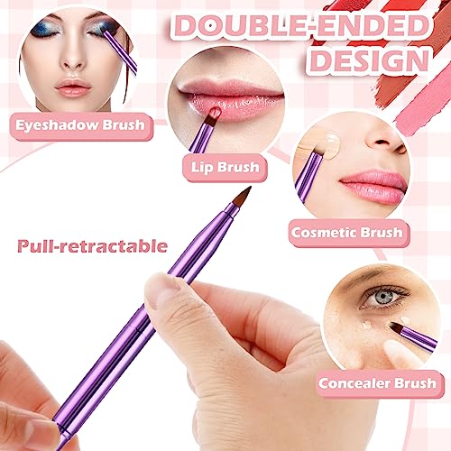 WLLHYF Dual-End Retractable Lip Brush & Eyeshadow Makeup Applicator