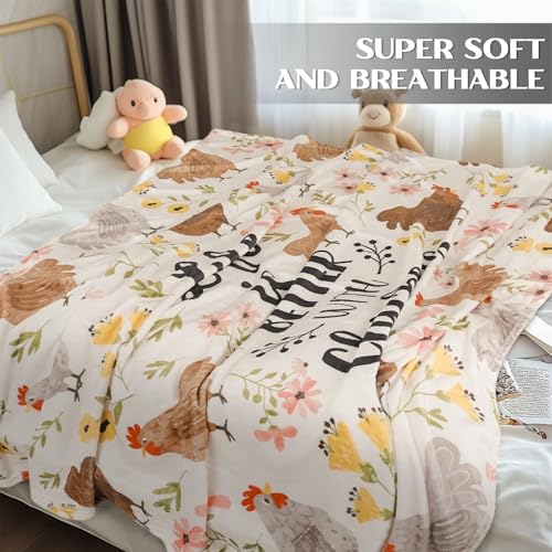Chicken Blanket 40"x50" - Flannel Plush Throw for Chicken Lovers