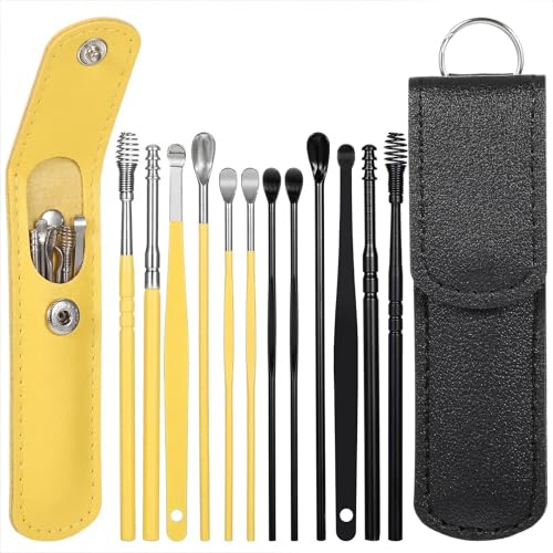 12-Piece Earwax Removal Kit with PU Leather Case & Carbon Steel Curettes