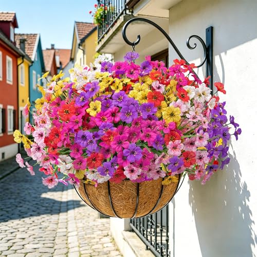 Roberly 24 Bundles of Multicolor Artificial Flowers for Outdoors