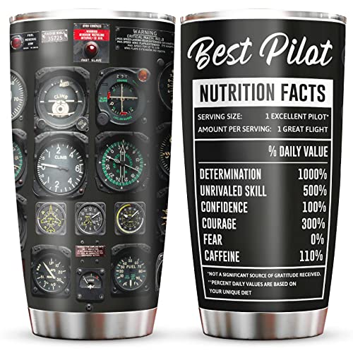 Pilot Gifts for Men - Aviation Themed 20oz Stainless Steel Tumbler - Pilot Variation