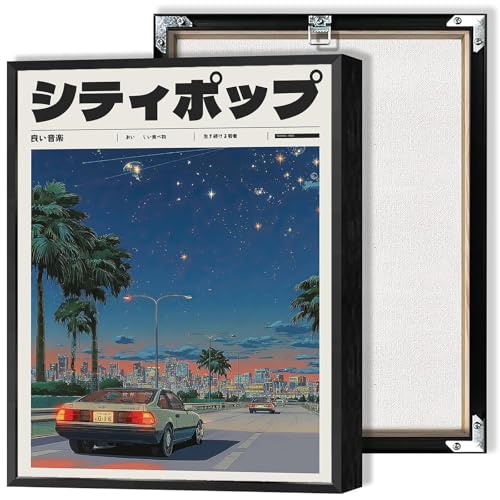 Vintage Music Style Canvas Poster - Retro Japan Car Anime Art 8x12in