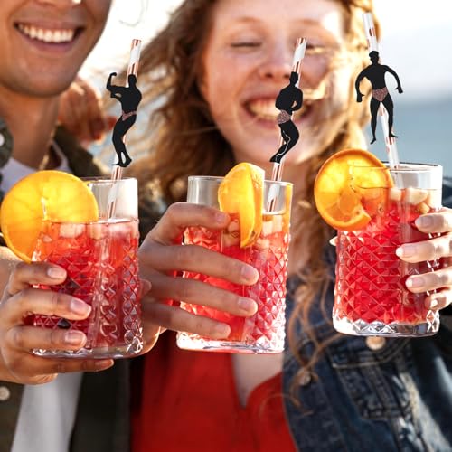 24 Disposable Bachelorette Party Straws - Funny Dancer Design