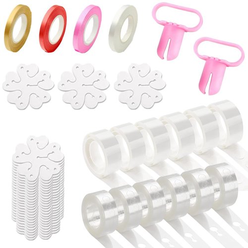 38-in-1 Balloon Arch Garland Kit, 6 Rolls 98ft Tape Strips, 6 Rolls 600 Glue Dots, 20 Flower Clips, 4 Ribbons and 2 Tie Tools for Birthday Wedding Party Decoration