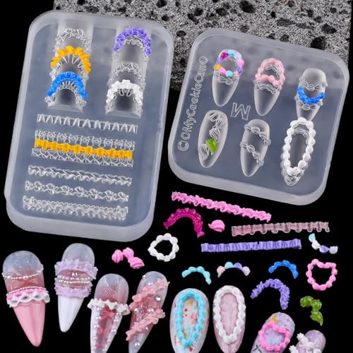 Kikonoke 2 Pcs 3D Cream & Cake Silicone Nail Molds for Gel & Resin Art