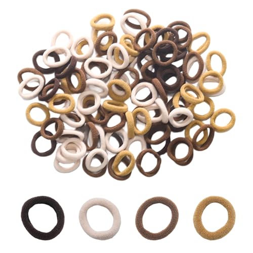 Yinluluna 100PCS Mini Hair Ties Soft Nylon Small Elastics Coffee