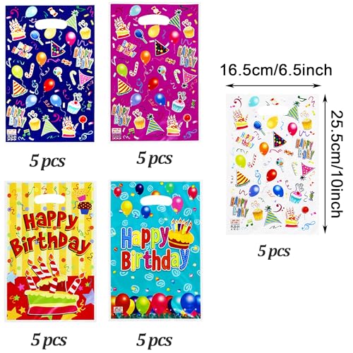 25 Pack Cartoon Birthday Party Favor Bags - Eco-Friendly Treat Bags