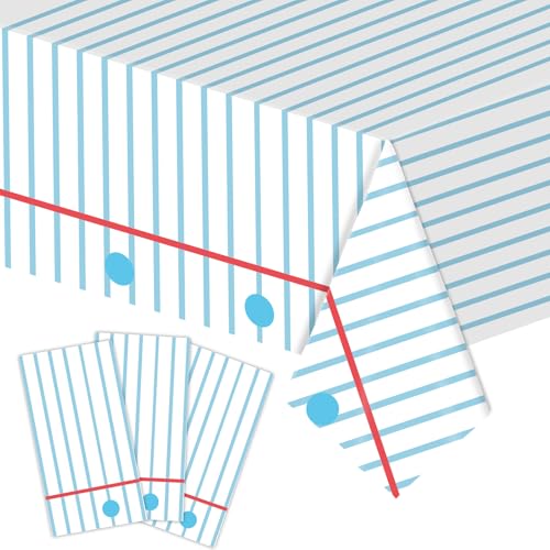 Blue White 3-Piece Plastic Tablecloths for Back to School Events