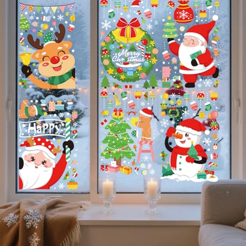 194 Cute Christmas Window Stickers - 6 Sheets of Holiday Decor