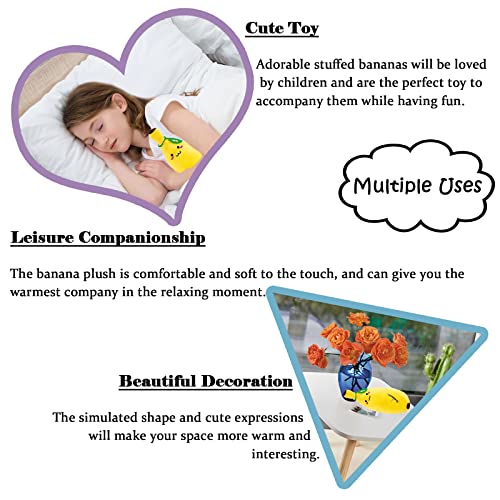 Banana Plush Pillow - Cute Stuffed Fruit Toy for Kids, 13.7"