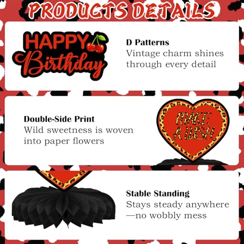 8-Piece Red Cheetah Print Birthday Decorations Set